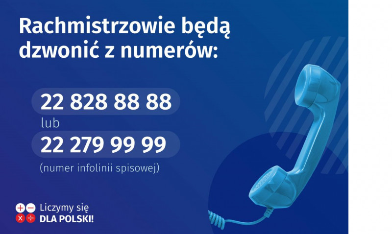 Informacja o numerach telefonu z którego będą dzwonić rachmistrzowie