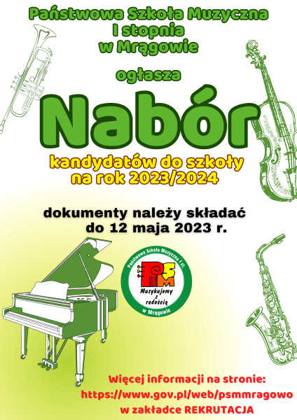 Plaktat nabór do szkoły muzycznej