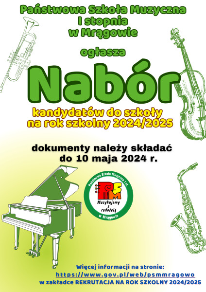Nbór do szkoly muzycznej na rok 2024/2025