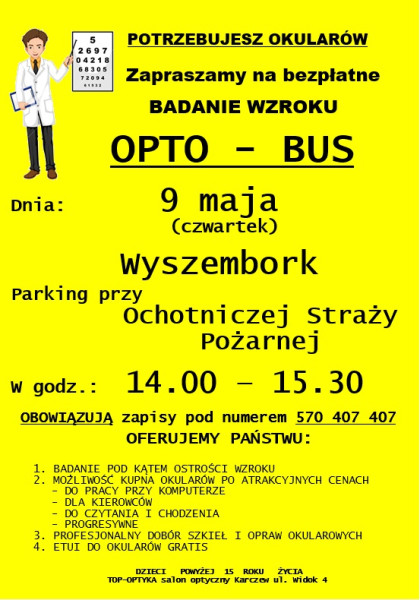Ogłoszenie bezpłatne badanie wzroku